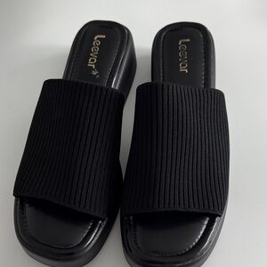 Black Ribbed Women's Sandals